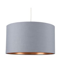 Reni XL Pendant Drum Shade Grey & Copper Inner Non Electric by ValueLights