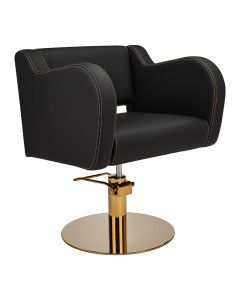 Ayala Holly Black Hydraulic Chair with Gold Stitching and Base