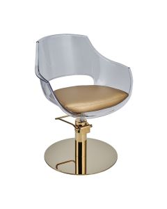 Ayala Ghost Clear Hydraulic Chair Gold Seat and Base