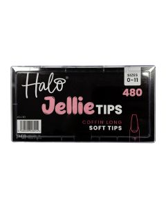 Halo Jellie Coffin Long Sizes 0-11 Nail Tips x 480