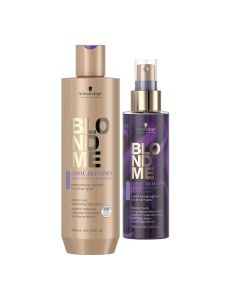 Schwarzkopf BLONDME Cool Blondes Neutralizing Shampoo 300ml & Spray Conditioner 150ml