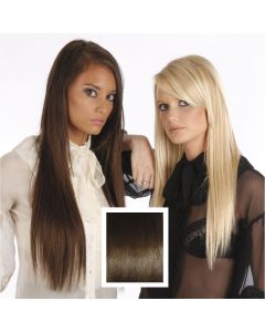 Universal 18in Chocolate Brown 4 Clip in Human Hair Extensions 105g