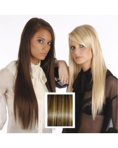 Universal 18in Chocolate Brown with Honey P4/27 Clip in Human Hair Extensions 105g