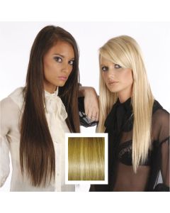 Universal 18in Ash Brown Medium Blonde Streaks P10/16 Clip in Human Hair Extensions 105g