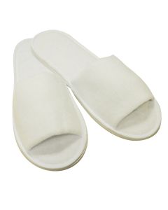 Open Toe Padded White Slippers - One Size