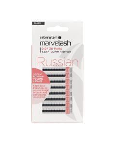 Marvelash Russian 3D Fan Lashes 0.07 Assorted Lengths Black x 100 by Salon System