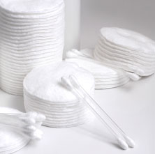 A picture of cotton wool pads and cotton buds